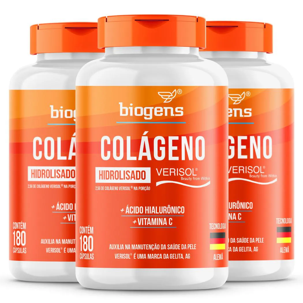 Biogens kit 3x colageno verisol 180 caps — | Farmácia Resyla
