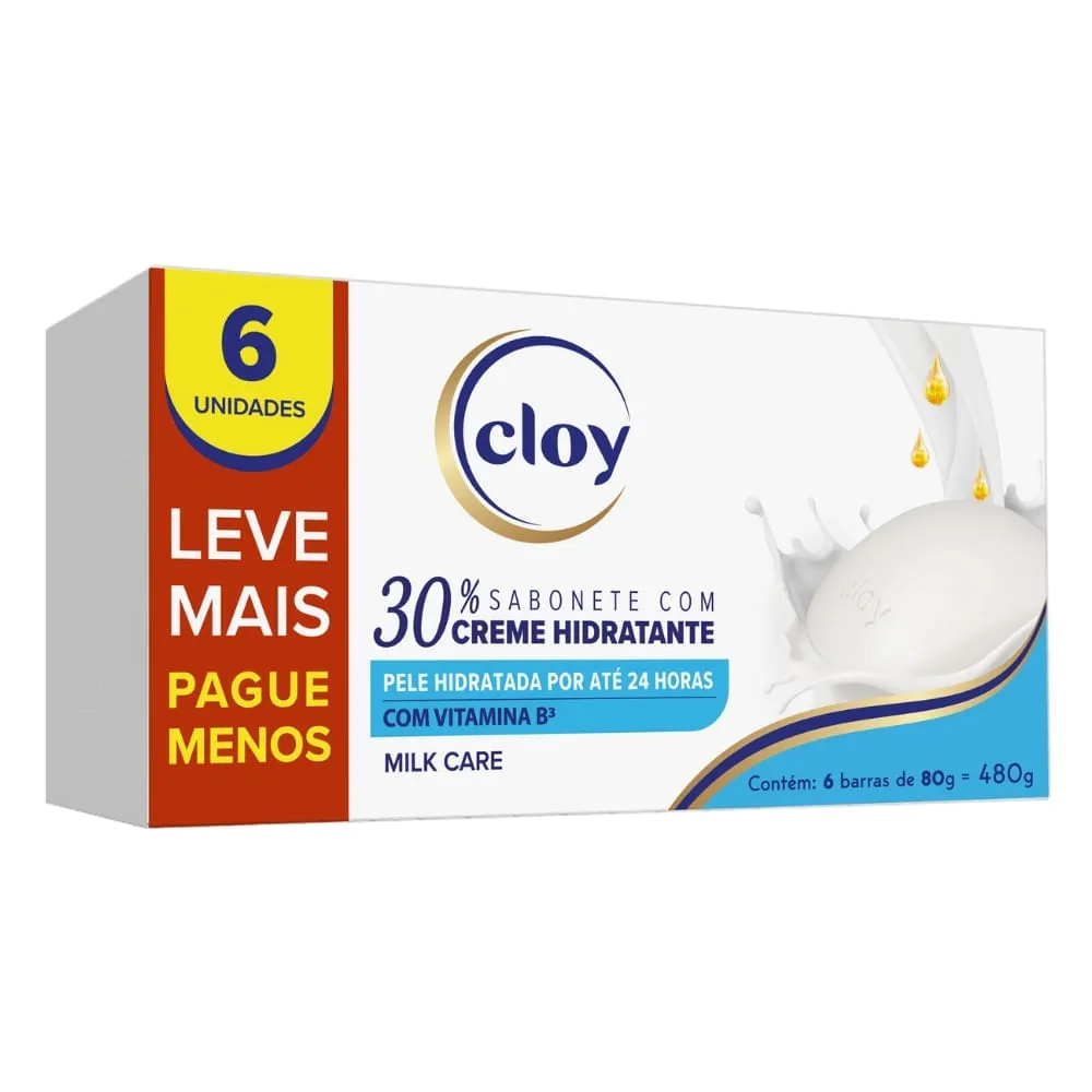 Sabonete Em Barra Cloy Milk Care Com 6 Unidades De 80g Cada — | Farmácia Resyla