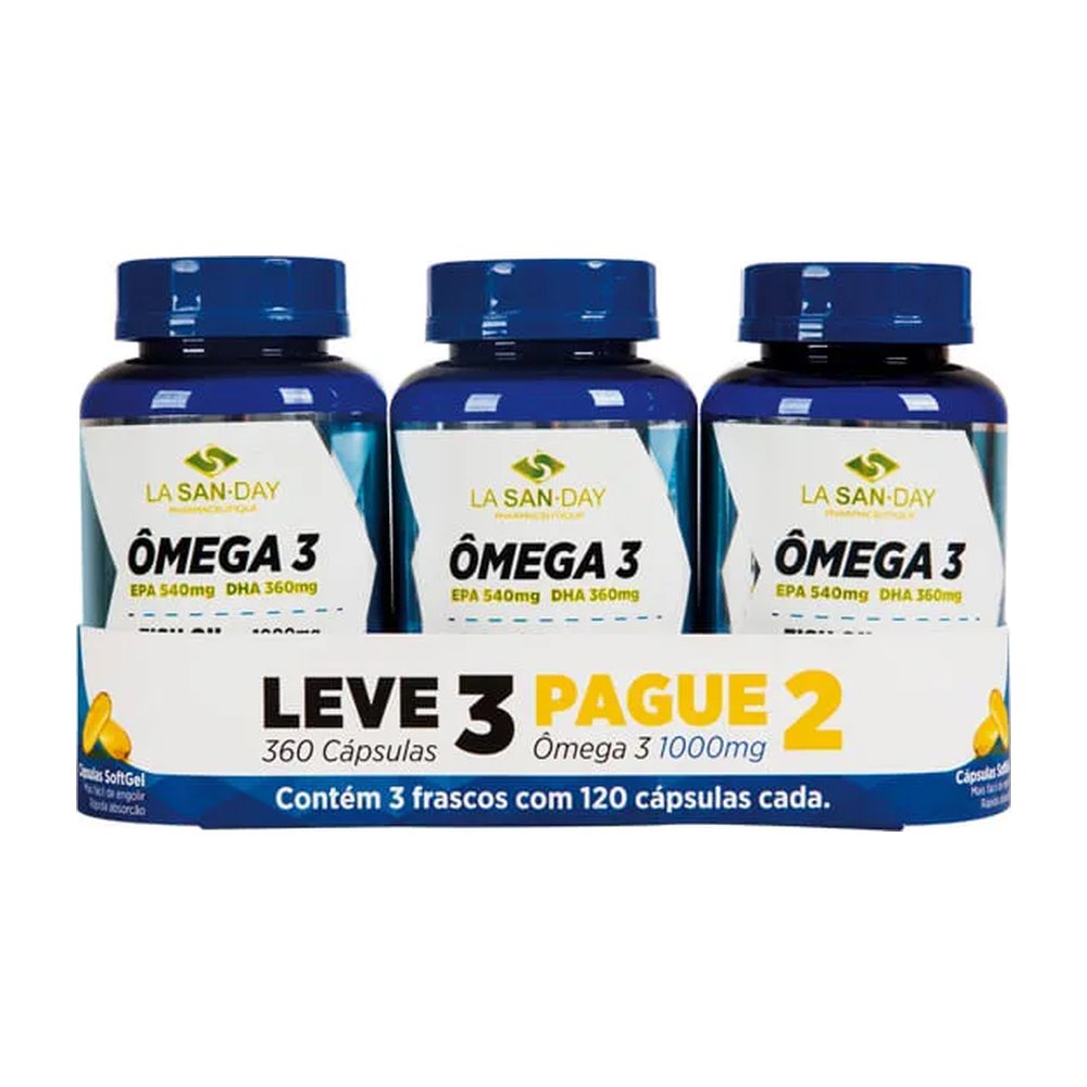Omega 3 Lasanday 1000mg Leve 360 Pague 240 Capsulas — | Farmácia Resyla