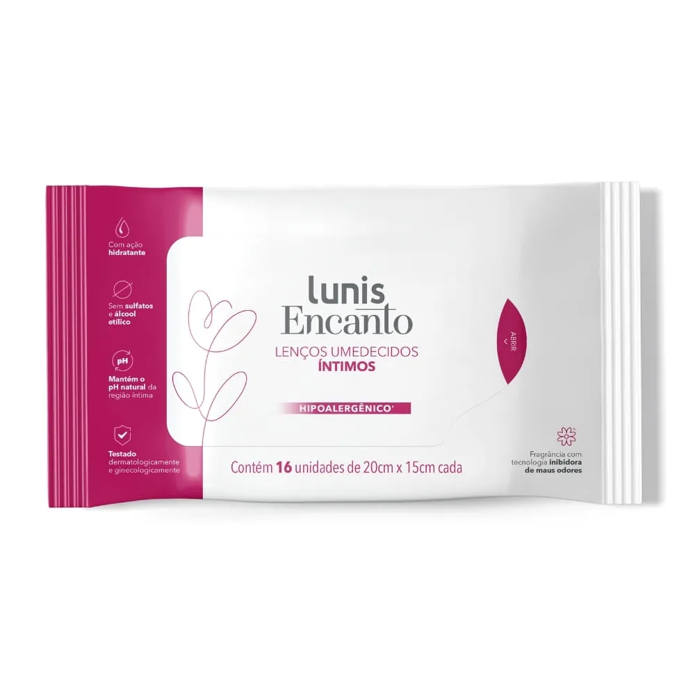 Lenço Umedecido Íntimo Lunis Encanto 16 Unidades — | Farmácia Resyla