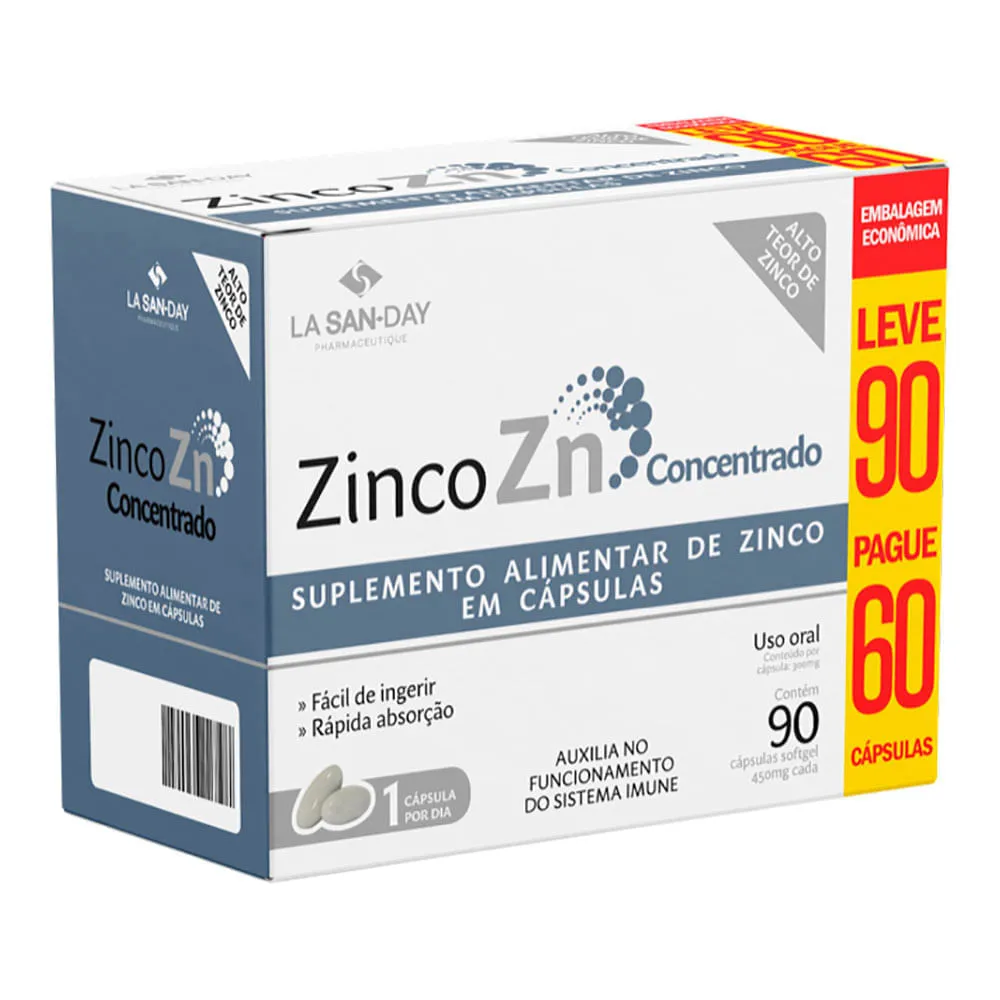 Zinco Zn Concentrado Lasanday 90 Capsulas 30mg — | Farmácia Resyla