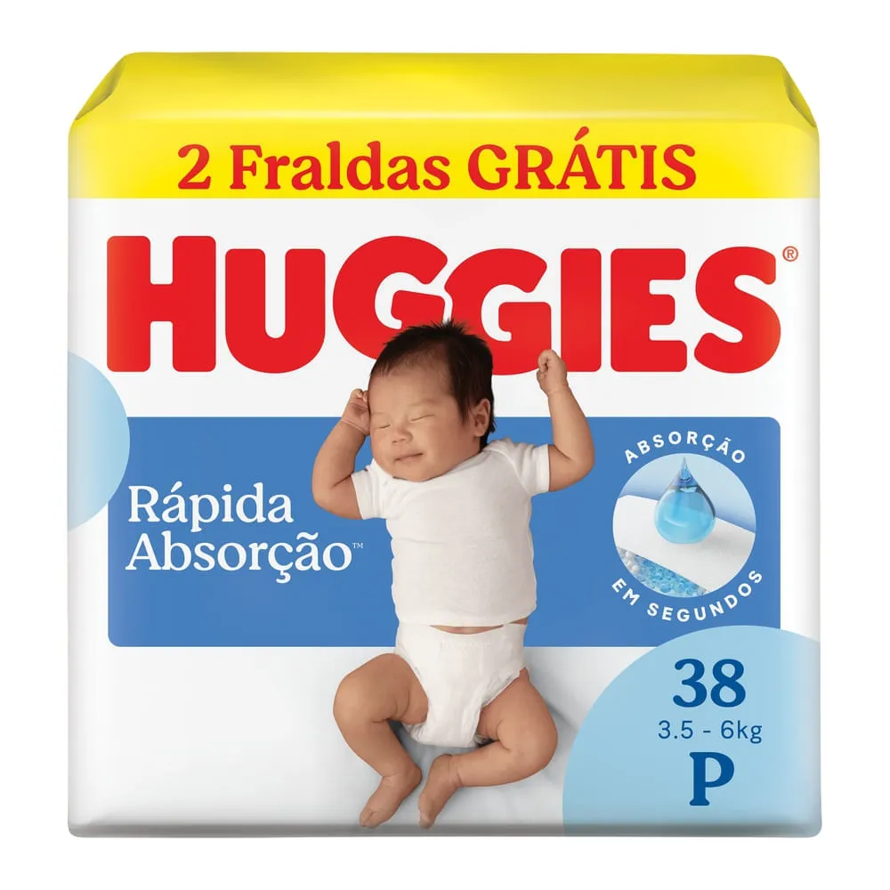 Fralda Huggies P Rápida Absorção 38 Unidades — Huggies | Farmácia Resyla