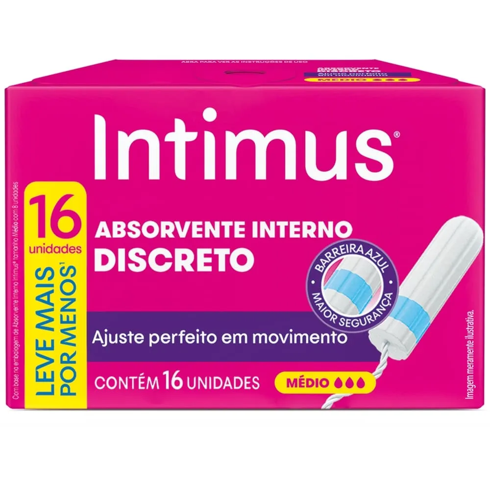 Absorvente Interno Intimus Discreto Médio 16 Unidades — Intimus | Farmácia Resyla