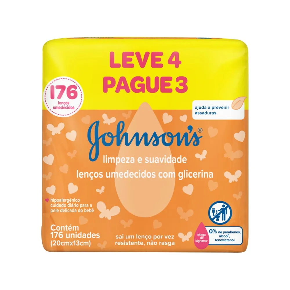 Kit Lenço Umedecido Johnsons Baby Limpeza E Suavidade Com 176 Unidades — | Farmácia Resyla