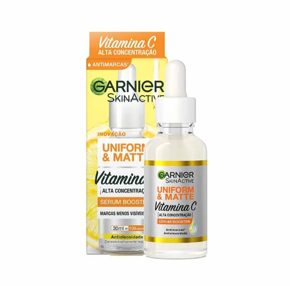 Sérum Booster Garnier SkinActive Uniform & Matte Antimarcas com Vitamina C 30ml — Garnier | Farmácia Resyla