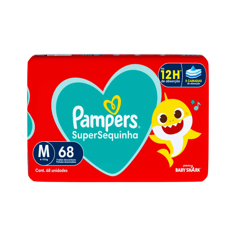 Fralda Pampers Supersequinha Baby Shark M 68 Unidades — Pampers | Farmácia Resyla