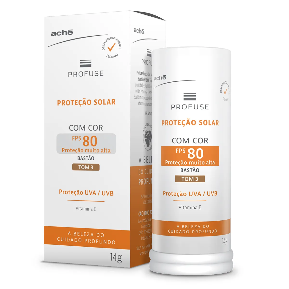 Protetor Solar Facial em Bastão Profuse FPS 80 Tom 3 14g — | Farmácia Resyla