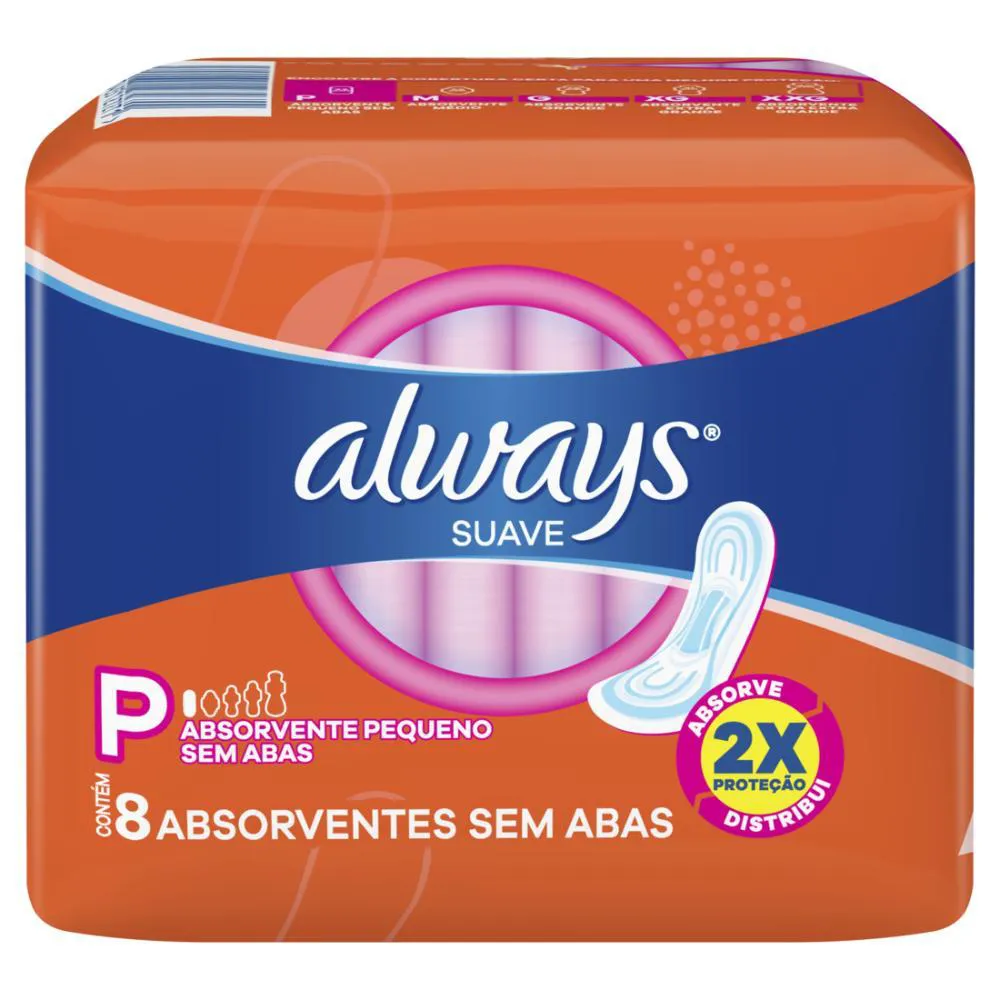 Absorvente Always Super Proteção Suave sem Abas - 8 unidades — Always | Farmácia Resyla