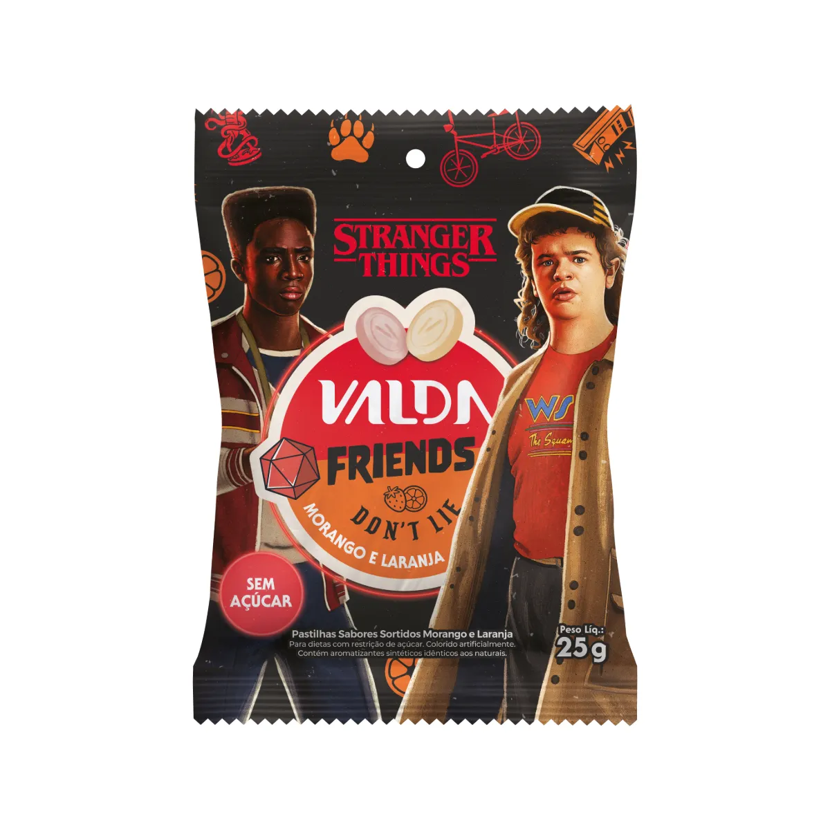 Pastilha Valda Stranger Things Friends Morango E Laranja 25g — Valda | Farmácia Resyla