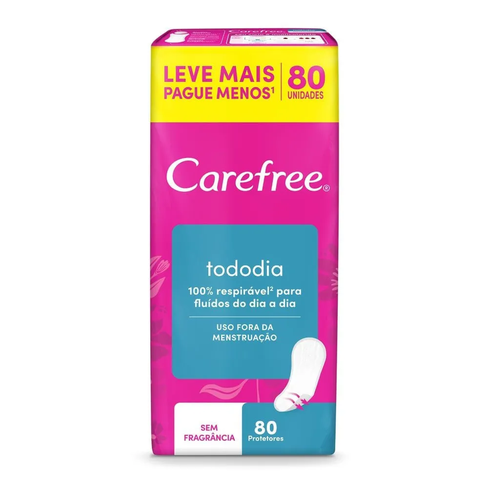 Protetor Diário Carefree Todo Dia Sem Perfume Leve 80 Pague 60 — Carefree | Farmácia Resyla
