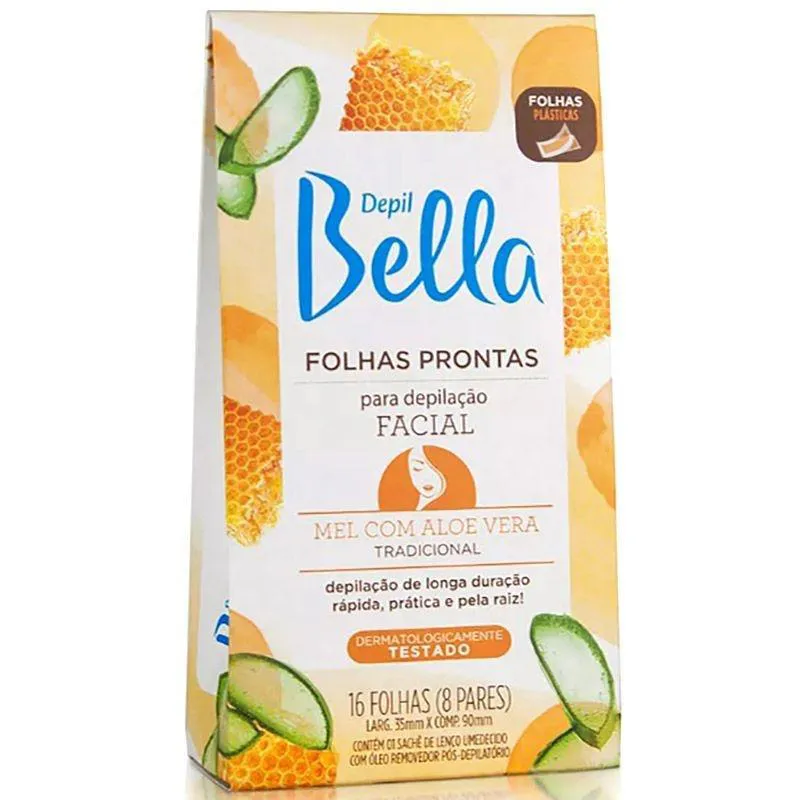 Depil Bella Folhas para Depilacao Facial 16un Mel Aloe — | Farmácia Resyla