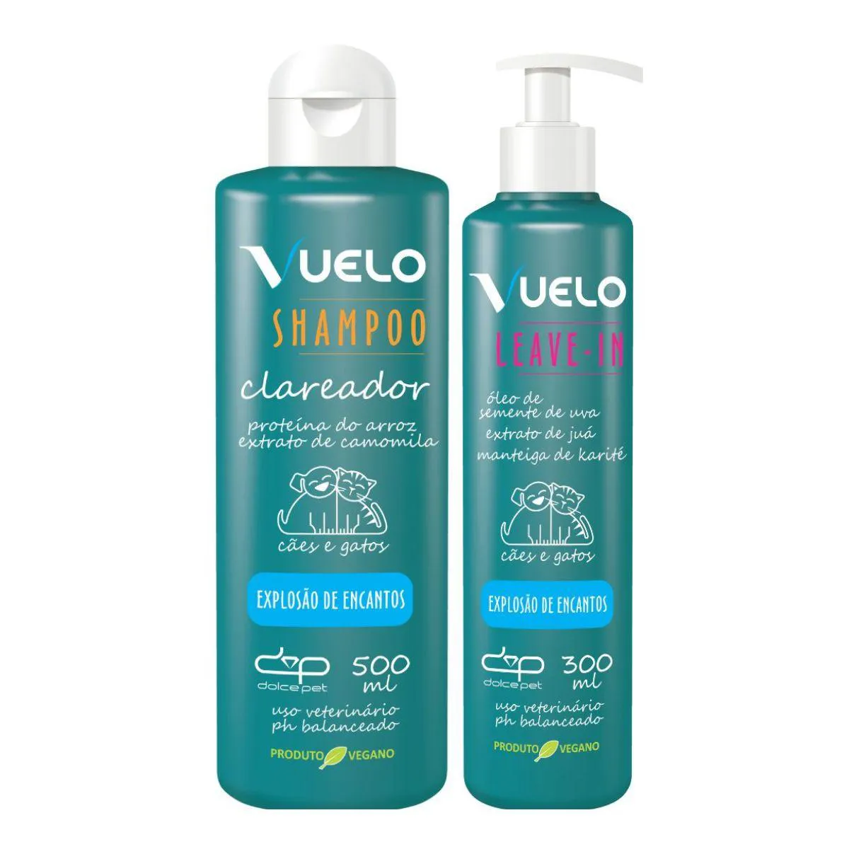 Kit Vuelo Shampoo Clareador + Leave-In Explosão de Encantos para Cães e Gatos — | Farmácia Resyla