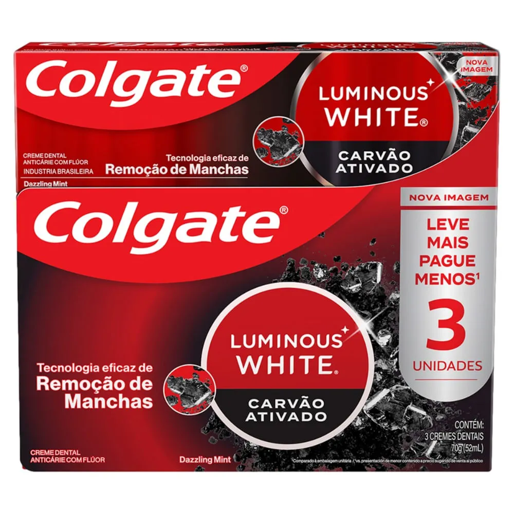Creme Dental Colgate White Com 3x70gr Carvao Ativado — Colgate | Farmácia Resyla