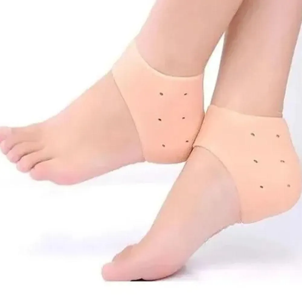 Par Meia Silicone Dk Anti Rachadura Calcanhar Hidratante Protetor Ortopédica Bege — | Farmácia Resyla