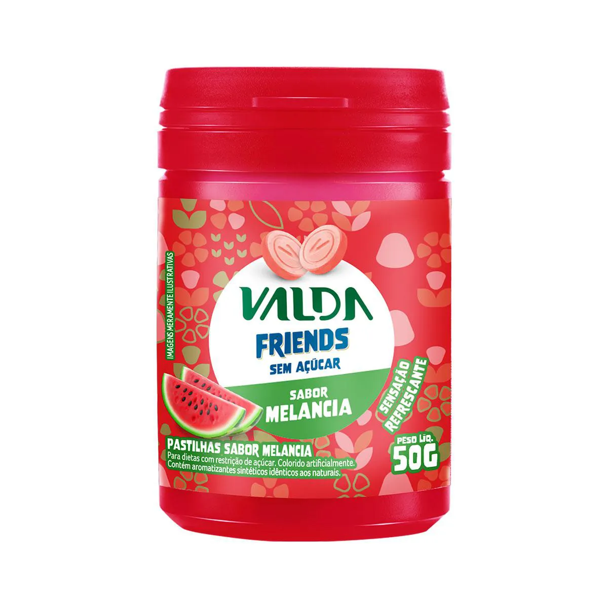 Pastilhas Valda Friends Melancia Pote 50g — Valda | Farmácia Resyla