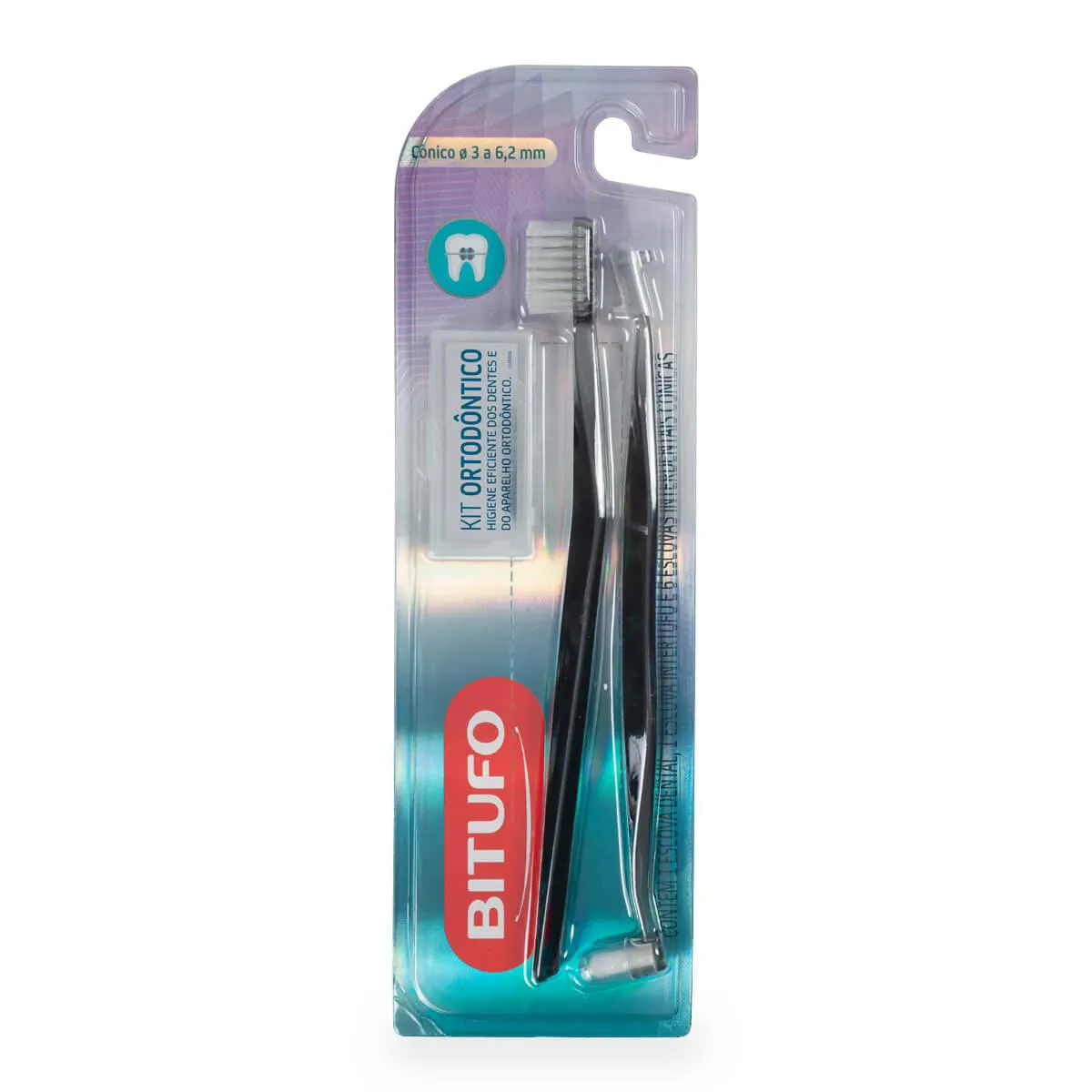 Kit Ortodôntico Bitufo Escova de Dente + Escova Interdental + 6 Refis Interdentais Cônicos — | Farmácia Resyla