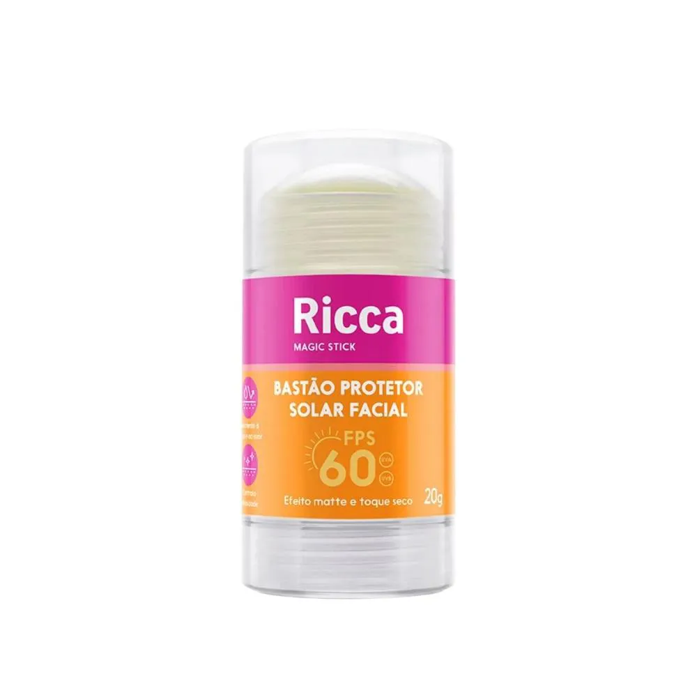 Bastão Protetor Solar Facial Fps60 Efeito Matte 20g Ricca — Ricca | Farmácia Resyla