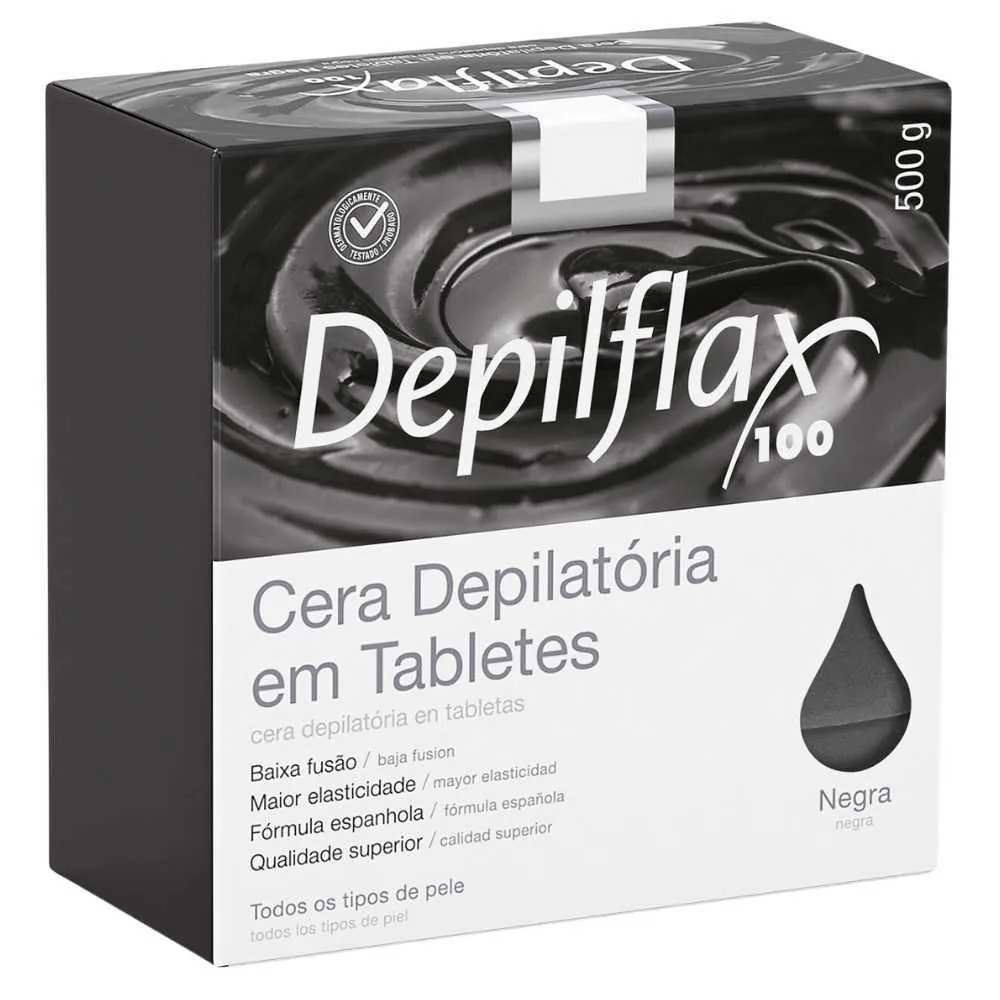 Cera Quente Depilatória Depilflax Negra 500g — | Farmácia Resyla