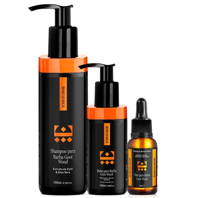 Kit Barba Goot Wood - Óleo + Balm + Shampoo Barba Embaixador 200ml — | Farmácia Resyla