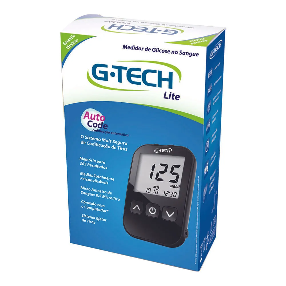 Kit Medidor De Glicose G-tech Lite Completo — | Farmácia Resyla