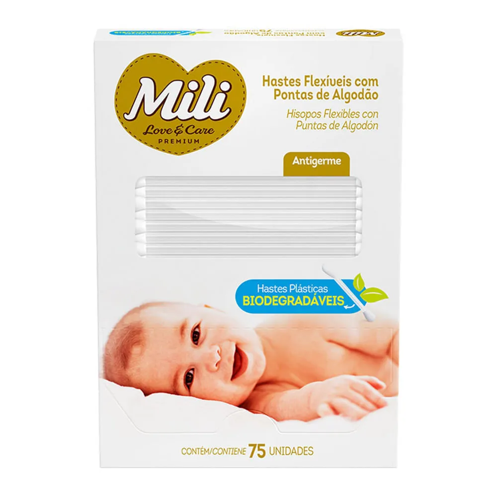 Hastes Flexíveis Biodegradáveis Mili Com 75 Unidades — | Farmácia Resyla