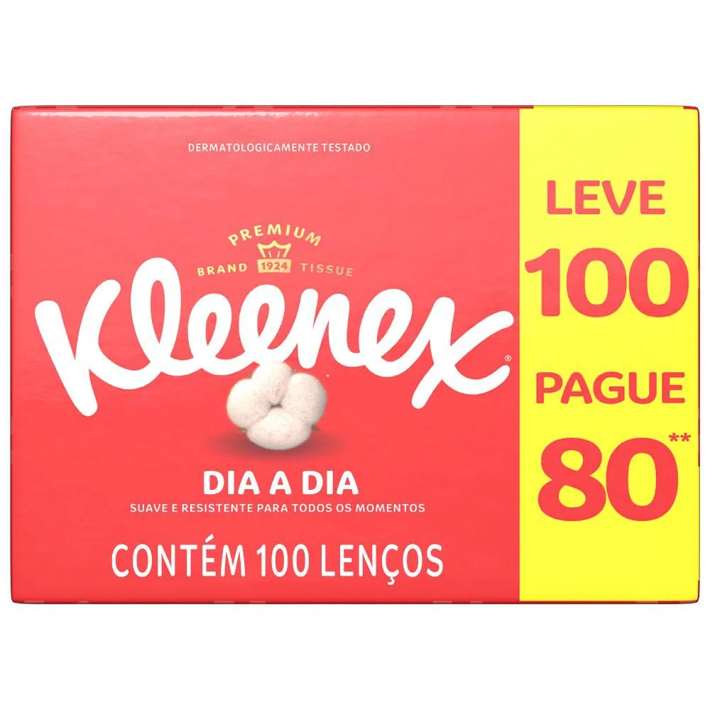 Lenco De Papel Kleenex Dia A Dia Leve 100 Pague 80 Unidades — | Farmácia Resyla