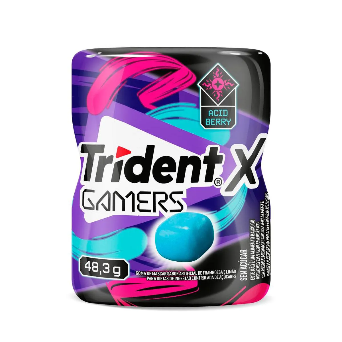 Goma de Mascar Trident X Gamers Acid Berry Sem Açúcar 48,3g — Trident | Farmácia Resyla