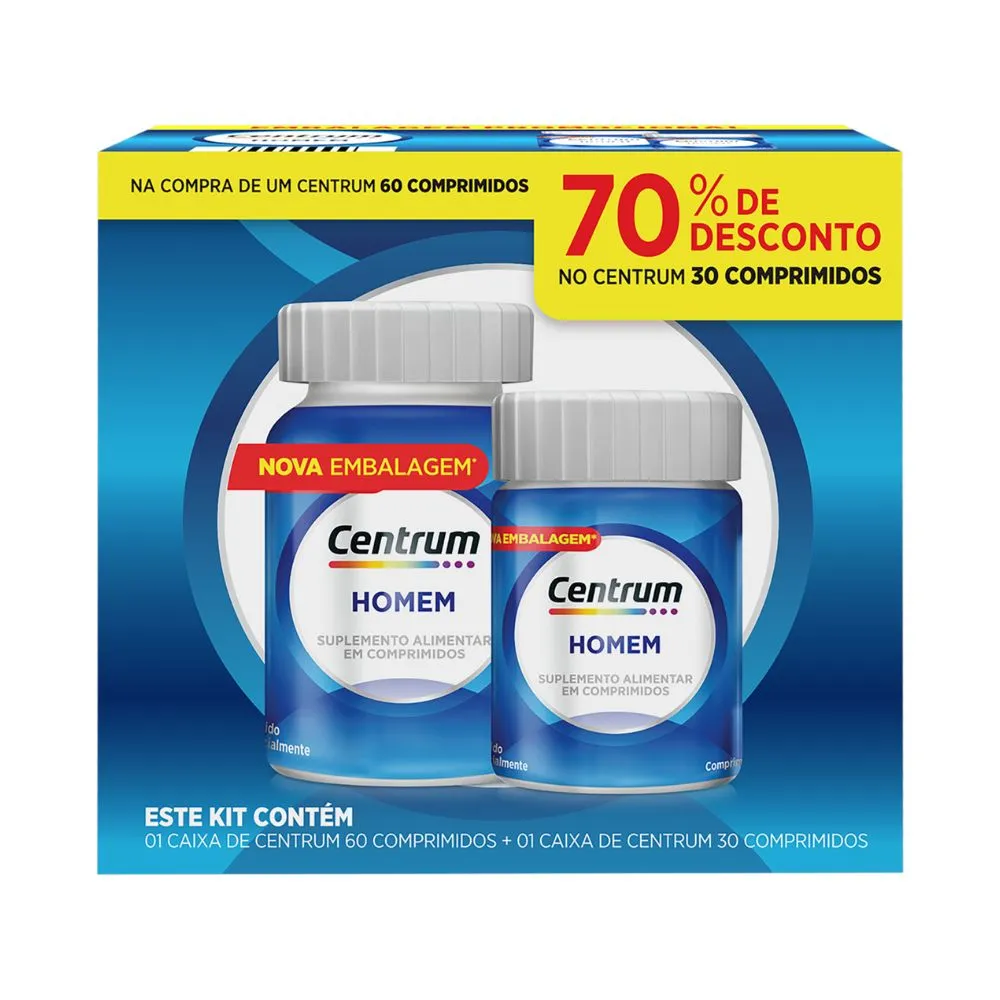 Kit Centrum Homem Vitaminas De A A Z 30+60 Comprimidos — Centrum | Farmácia Resyla