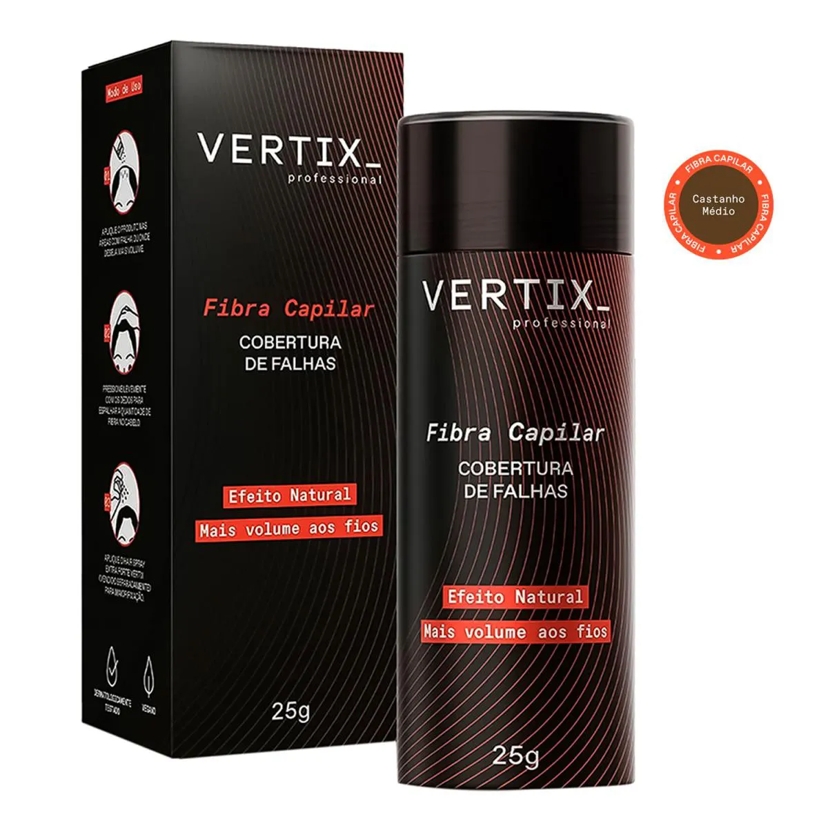 Vertix Professional Fibra Capilar Castanho Médio 25g — | Farmácia Resyla