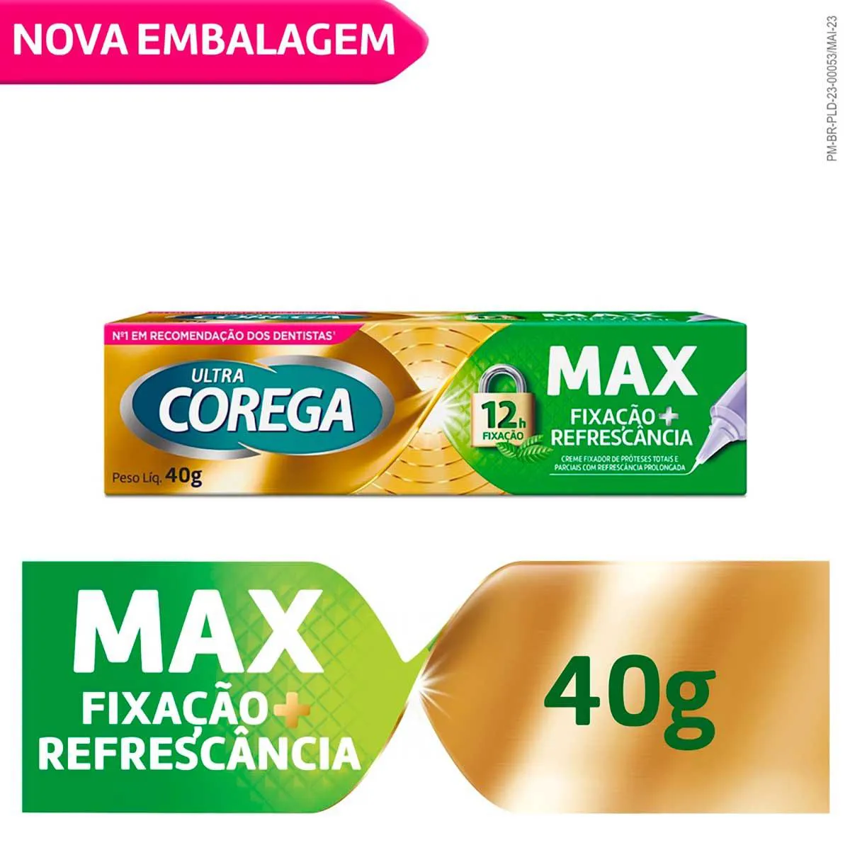 Creme Fixador de Dentadura Ultra Corega Max Fixação e Refrescância Menta 40g — Corega | Farmácia Resyla