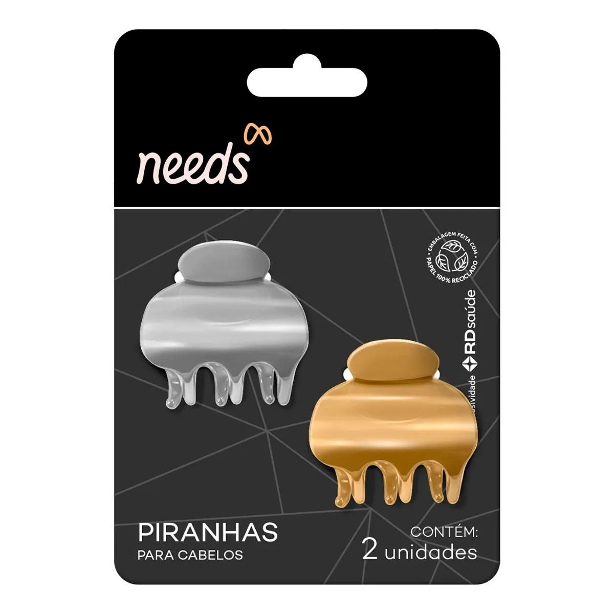 Mini Piranha para Cabelo Needs Metal Prata e Dourado 2 Unidades — Needs | Farmácia Resyla