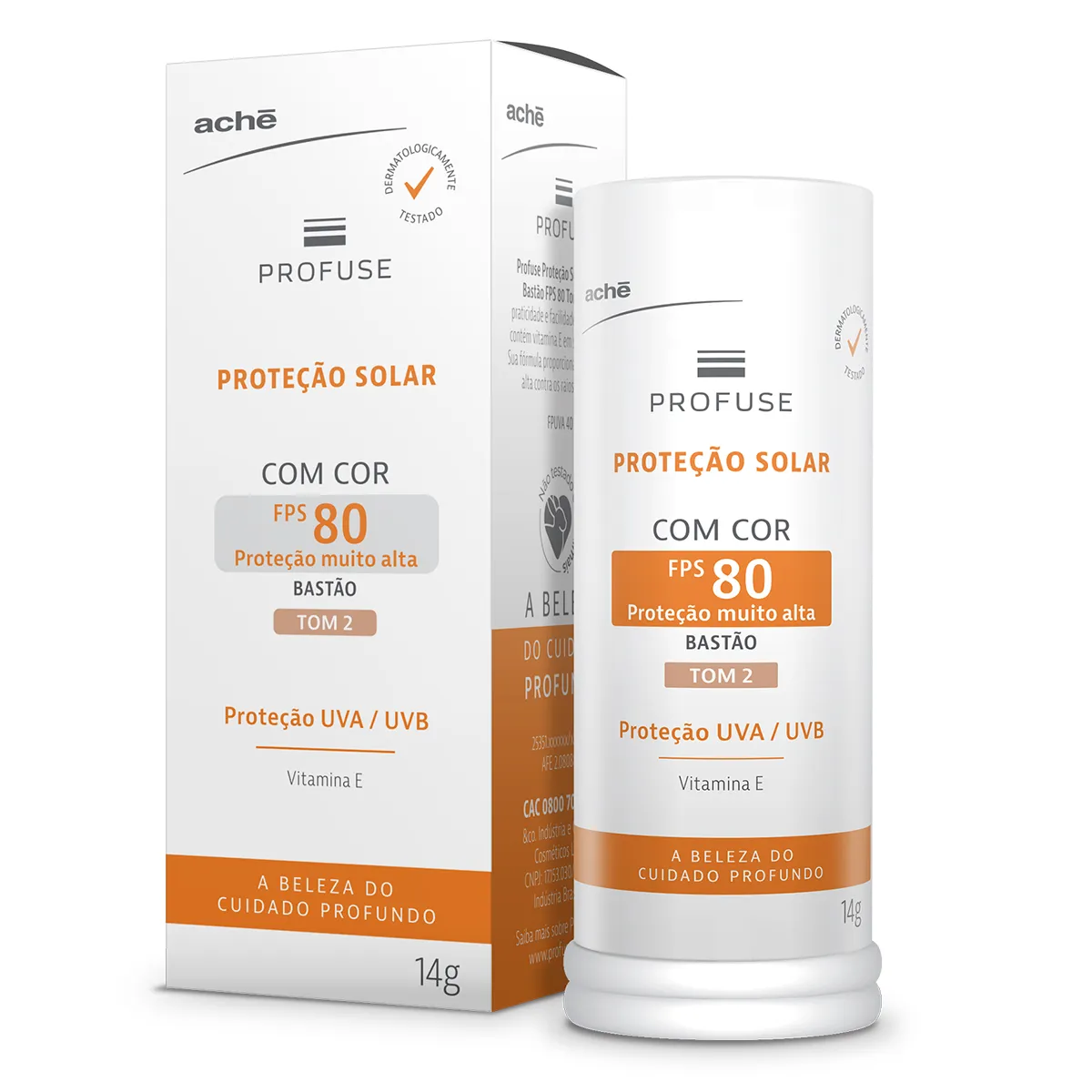 Protetor Solar Facial em Bastão Profuse FPS 80 Tom 2 14g — | Farmácia Resyla