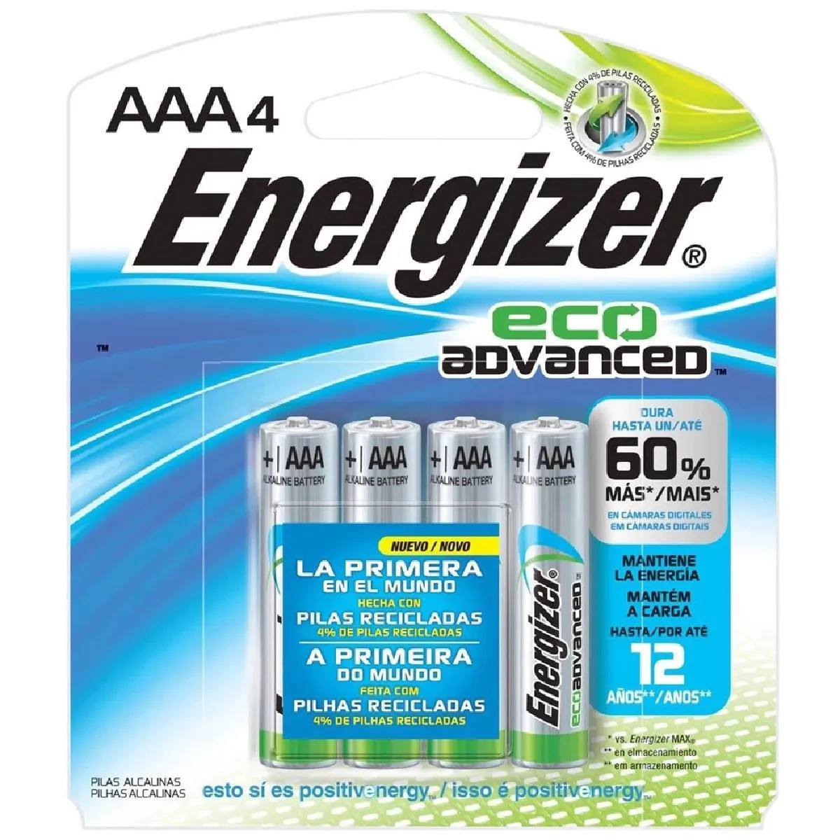 Pilha Alcalina AAA Palito Energizer Eco Advanced Com 4 unidades — | Farmácia Resyla