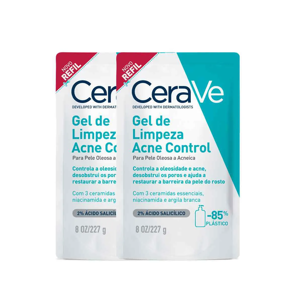 Kit Refil Gel de Limpeza Cerave Acne Control Pele Oleosa a Acneica 227g com 2 unidades — CeraVe | Farmácia Resyla
