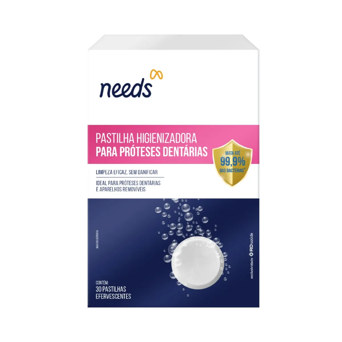 Pastilha Higienizadora para Próteses Dentárias Needs 30 Pastilhas — Needs | Farmácia Resyla
