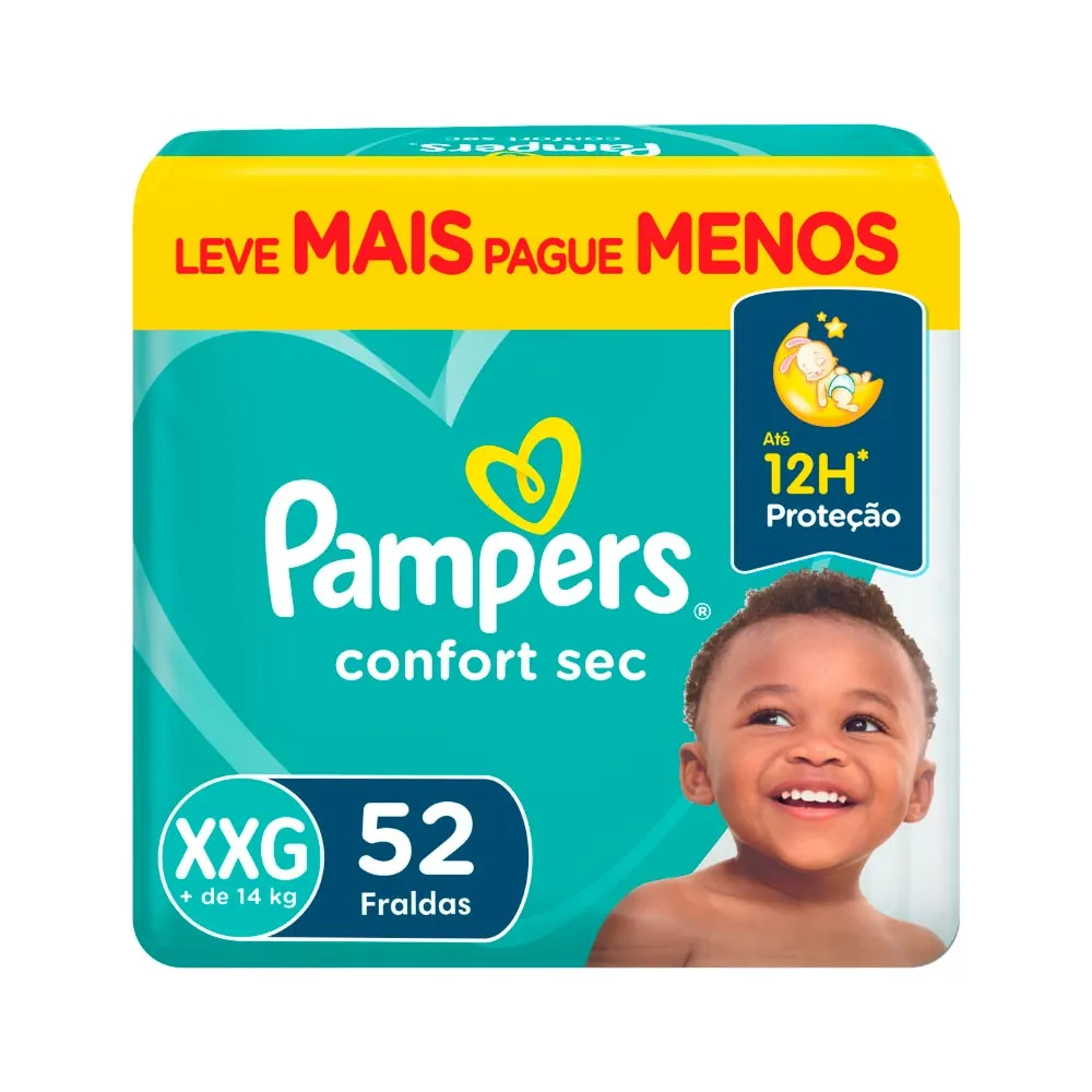 Fralda Pampers Confort Sec Xxg Super Com 52 Unidades Fortebag — Pampers | Farmácia Resyla