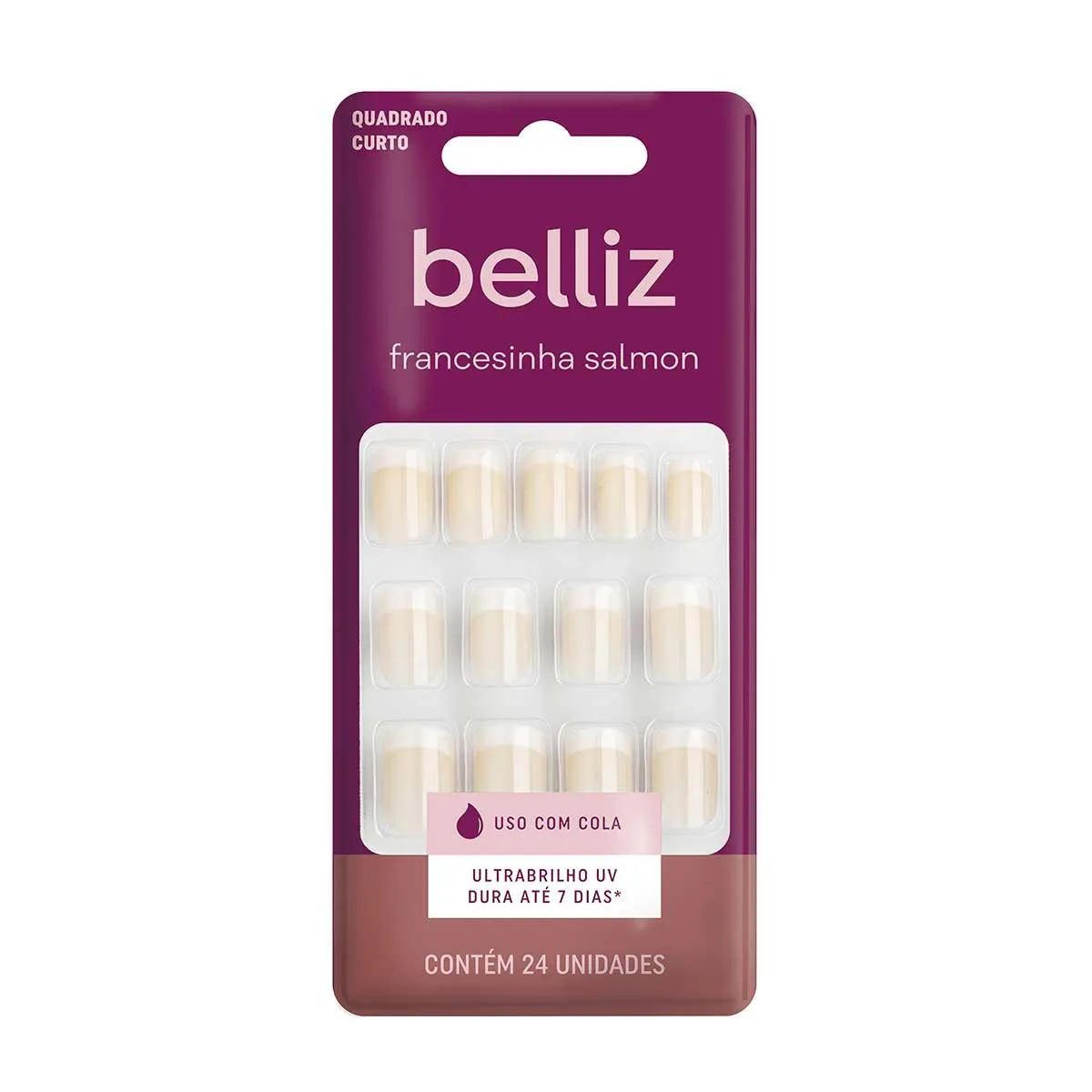 Unhas Postiças Belliz Francesinha Salmão 24 Unidades — Belliz | Farmácia Resyla