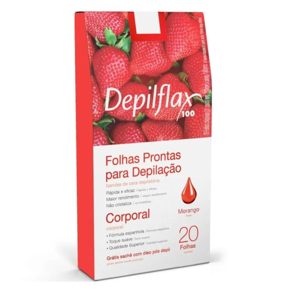 Folhas Prontas Depilflax para Depilação Corporal Morango C/20 — | Farmácia Resyla