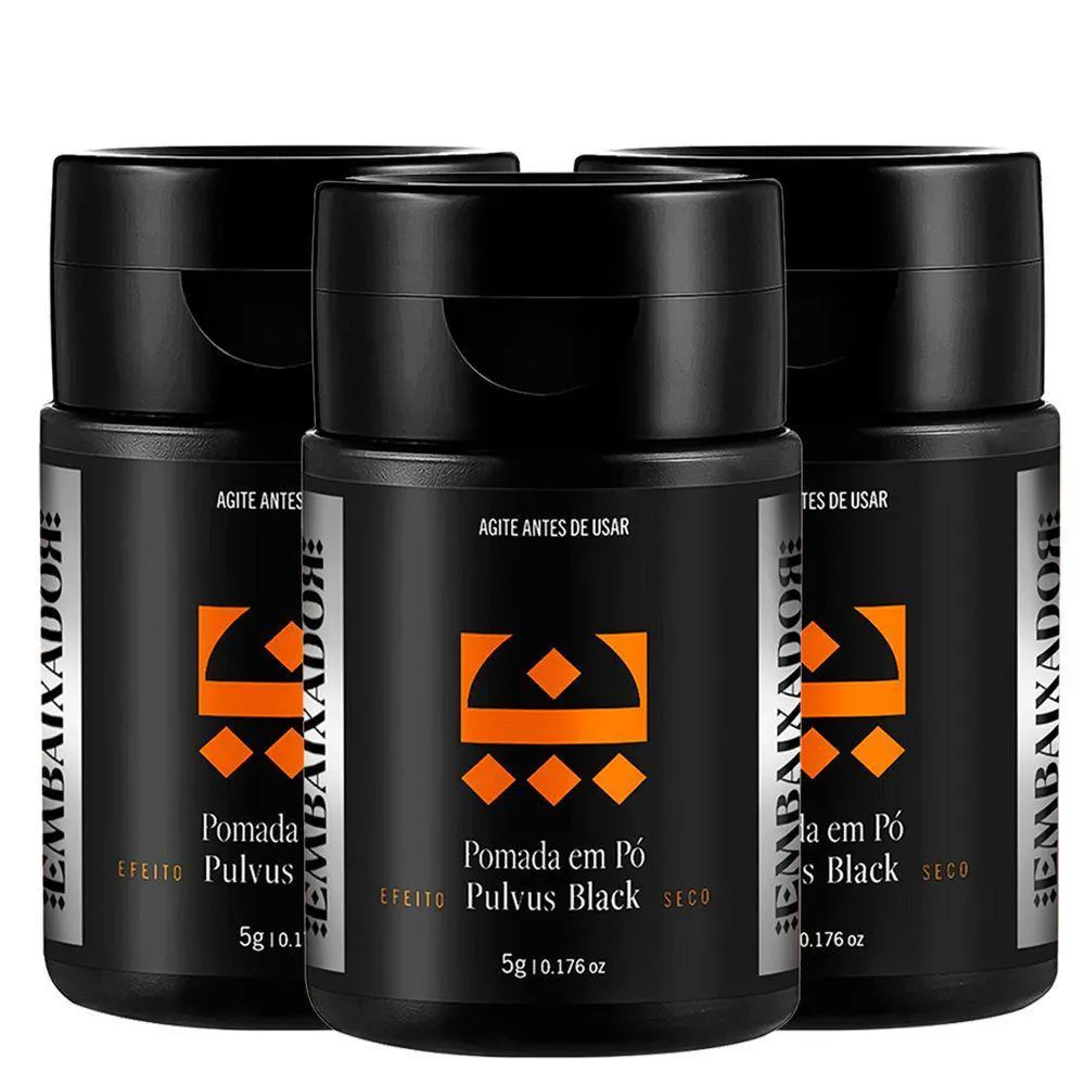 Kit 03 Pomada em Pó Pulvus Black Embaixador 5g — | Farmácia Resyla