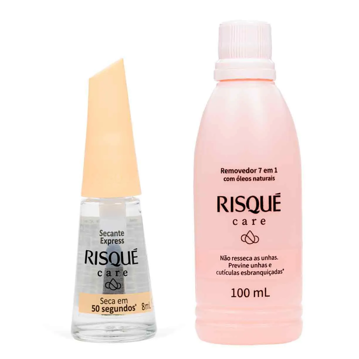 Kit Risqué Care Secante Express 8ml + Removedor de Esmalte Risqué Care 7 em 1 100ml — Risqué | Farmácia Resyla