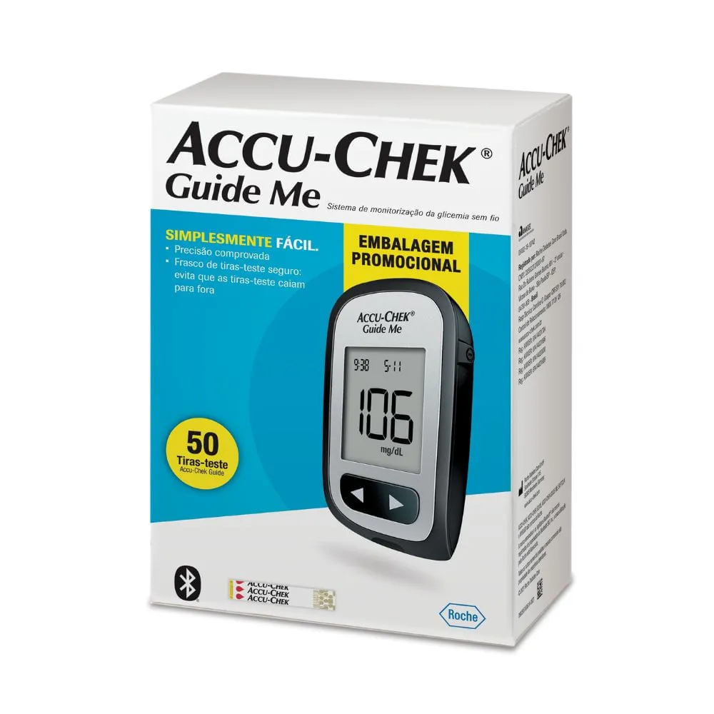 Kit Monitor De Glicemia Accu-chek Guide Me Com 50 Tiras — | Farmácia Resyla