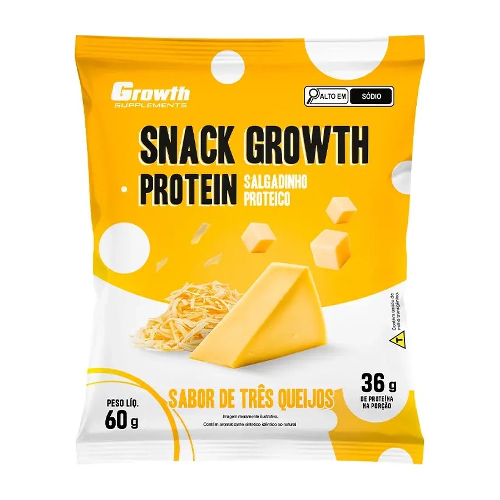 Snack Growth Protein 60g Sabor Três Queijos — Growth | Farmácia Resyla