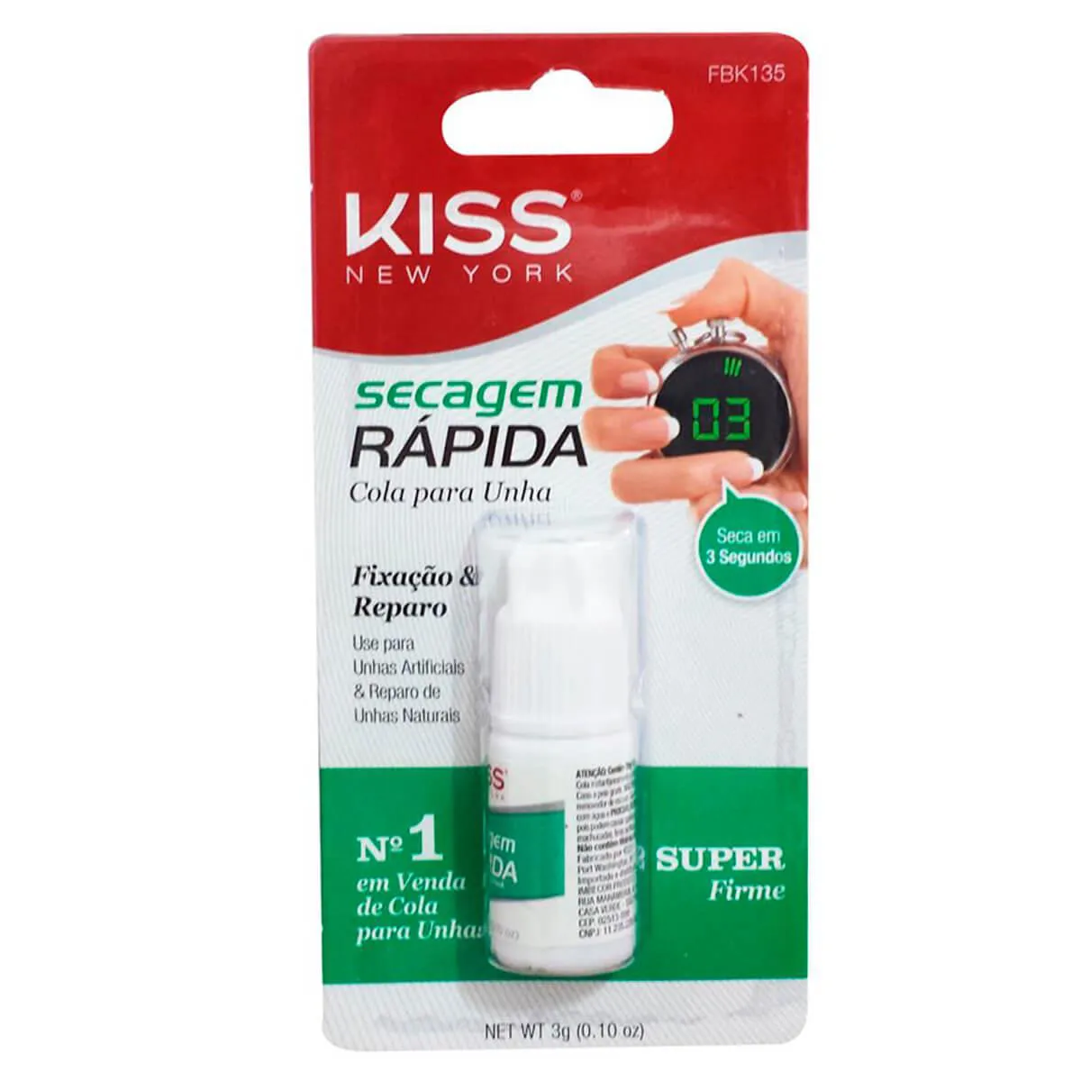 Cola para Unhas Postiças Kiss Secagem Rápida com 3g — Kiss | Farmácia Resyla
