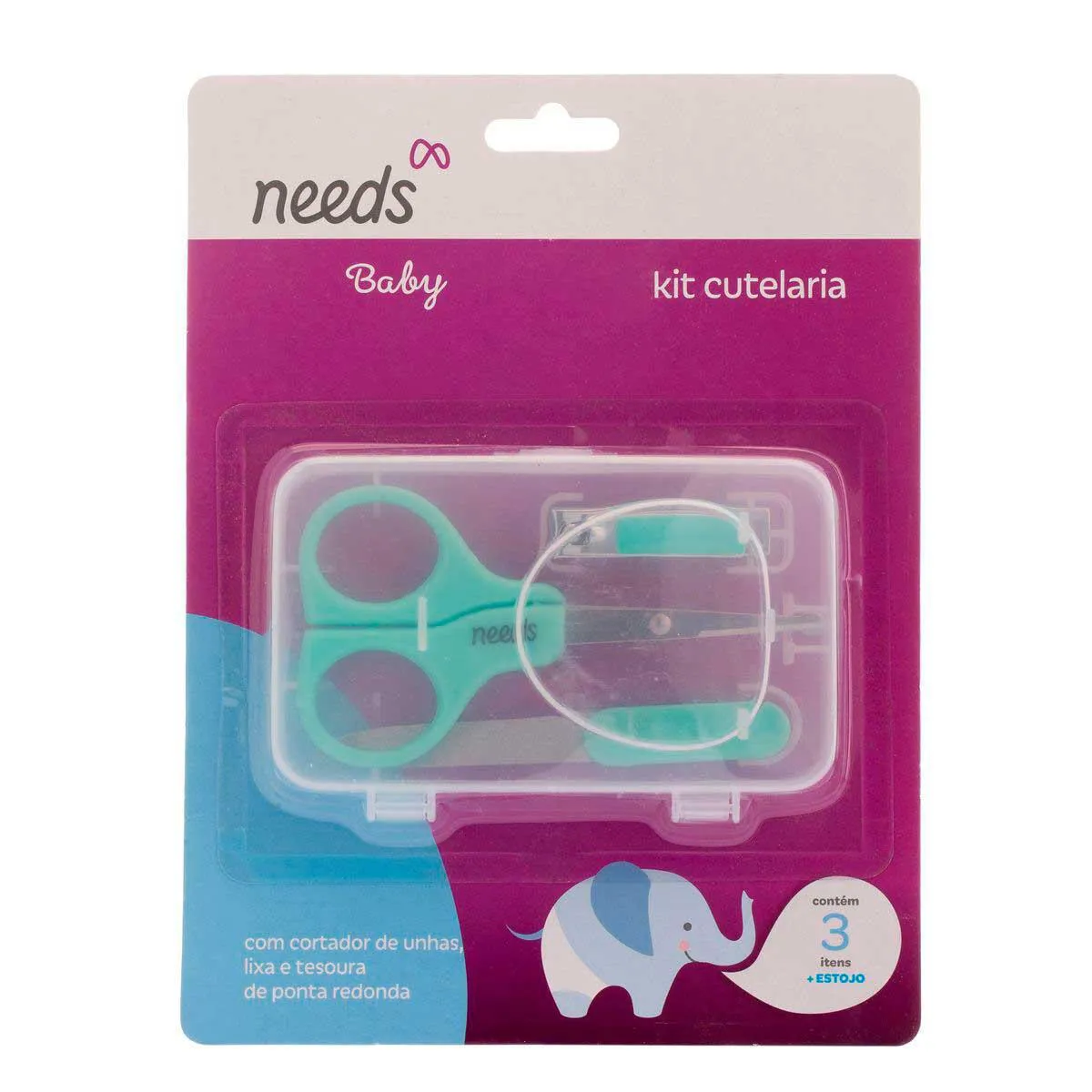 Kit Cutelaria Infantil Needs Baby 3 Itens + Estojo — Needs | Farmácia Resyla