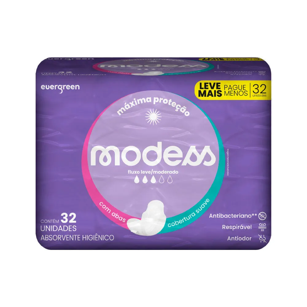 Absorvente Modess Maxima Protecao Com 32 Com Abas — | Farmácia Resyla