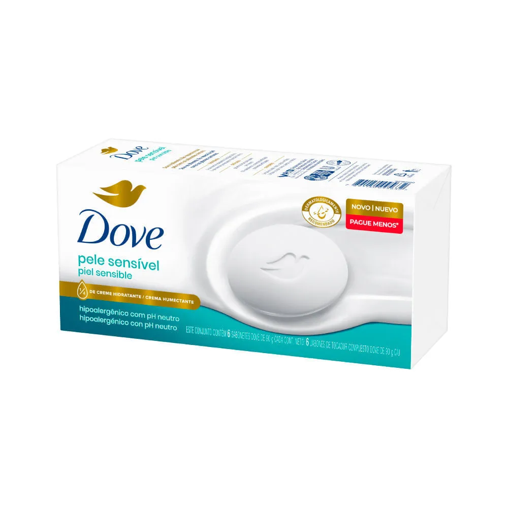 Sabonete Dove Barra Com 6x90gr Pele Sensivel — Dove | Farmácia Resyla