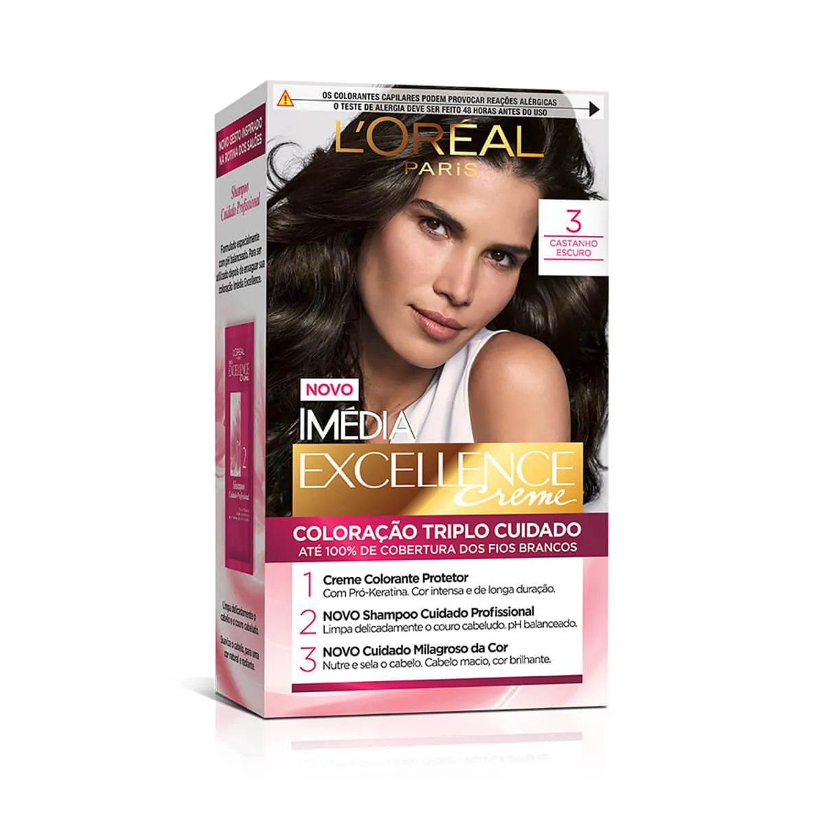 Tinta de Cabelo Permanente Imédia Excellence L'Oréal Paris Creme - 3 Castanho Escuro — L'Oréal Paris | Farmácia Resyla