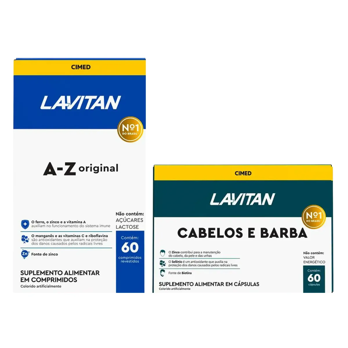 Kit Polivitamínico Lavitan A-Z Original 60 comprimidos + Cabelos e Barba 60 cápsulas — | Farmácia Resyla