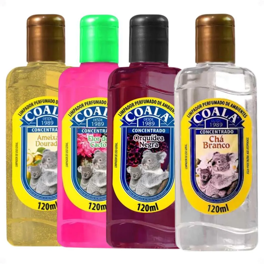 Kit Coala Limpadores Perfumados: Chá Branco, Ameixa Dourada, Flor de Cacto e Orquídea Negra 120ml — | Farmácia Resyla
