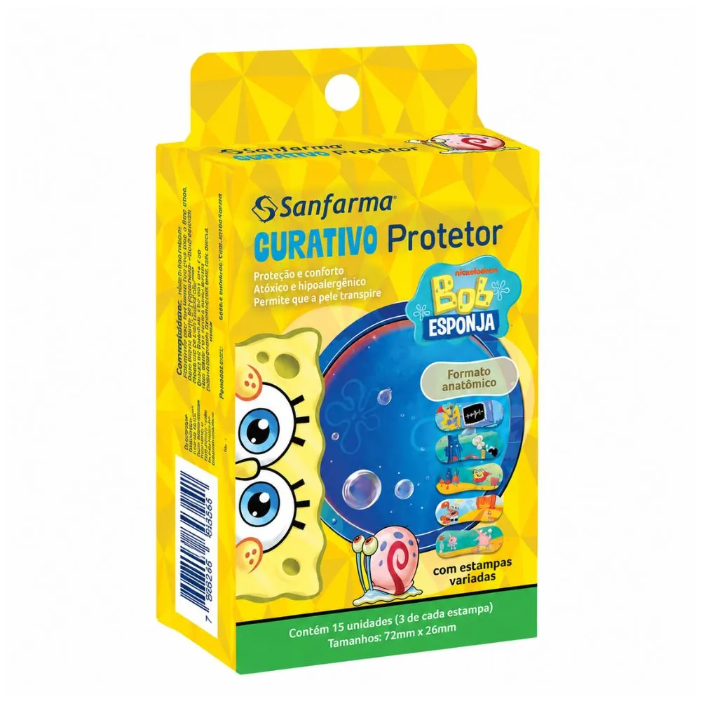 Curativo Sanfarma Bob Esponja Anatomico 15 Unidades — | Farmácia Resyla